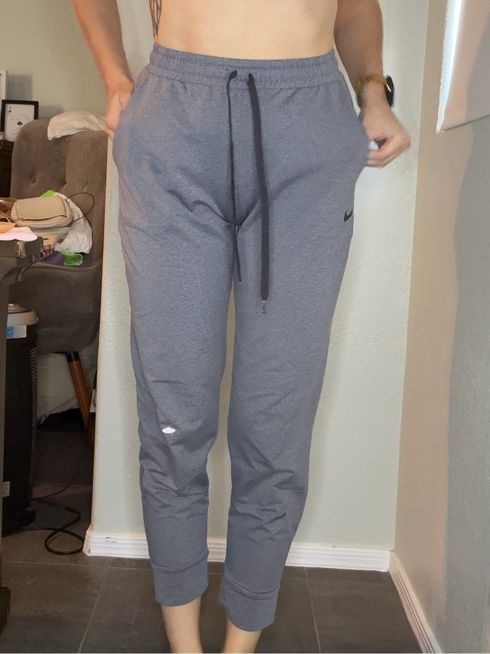 Nike Gray Tapered Sweatpants with Drawstring